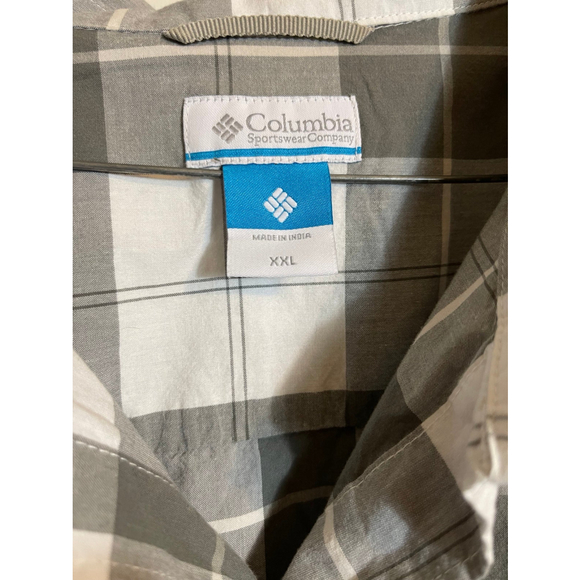 Columbia Mens Grey Plaid Shirt Button Front with Collar. Size XL - Picture 3 of 3